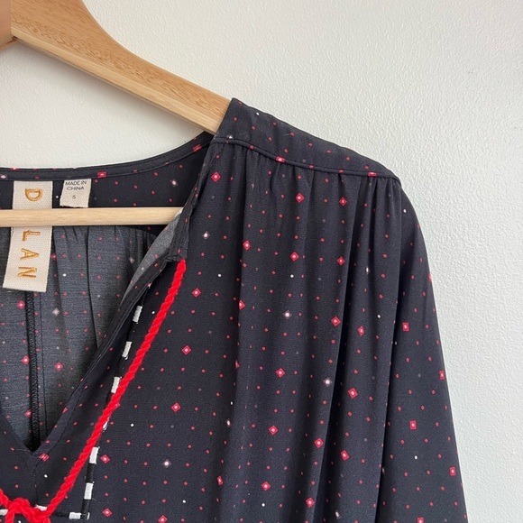 DOLAN Black & Red Dot Embroidered Midi Dress - Picture 2 of 7